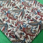 Kalamkari Hand Block Printed Cotton fabric, Multicolour